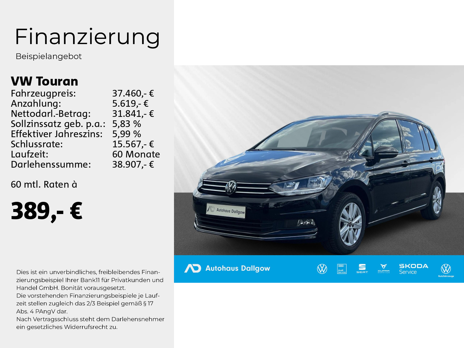 Touran Comfortline Goal 1,5l TSi150PS*DSG+Nav+RFK
