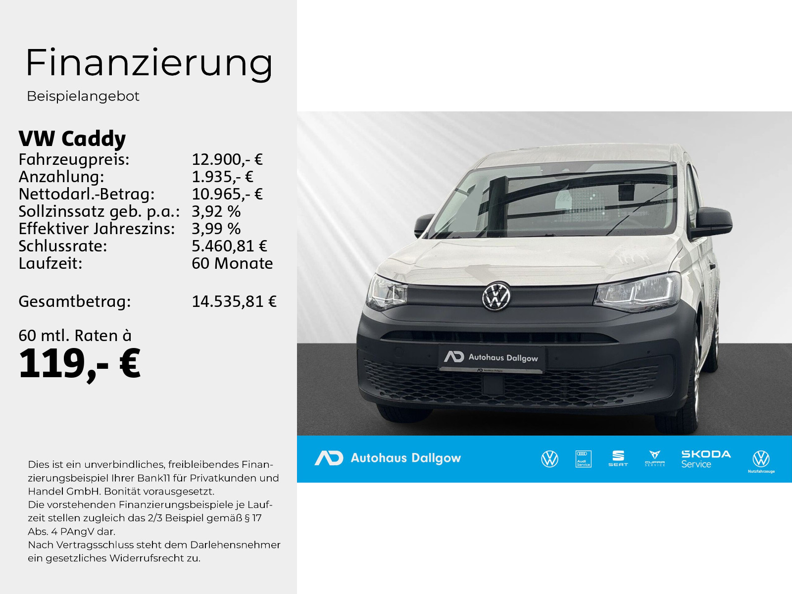 Caddy Cargo 2,0 l 55 kW TDI Frontant.+Schaltgetr