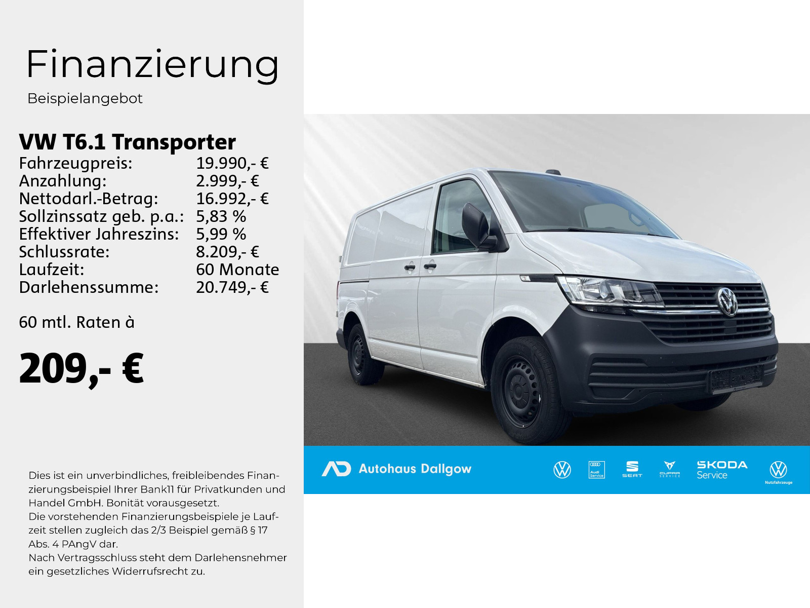 T6.1 Kasten 2,0 l 81kW TDI Frontant.+Schaltg+PDC