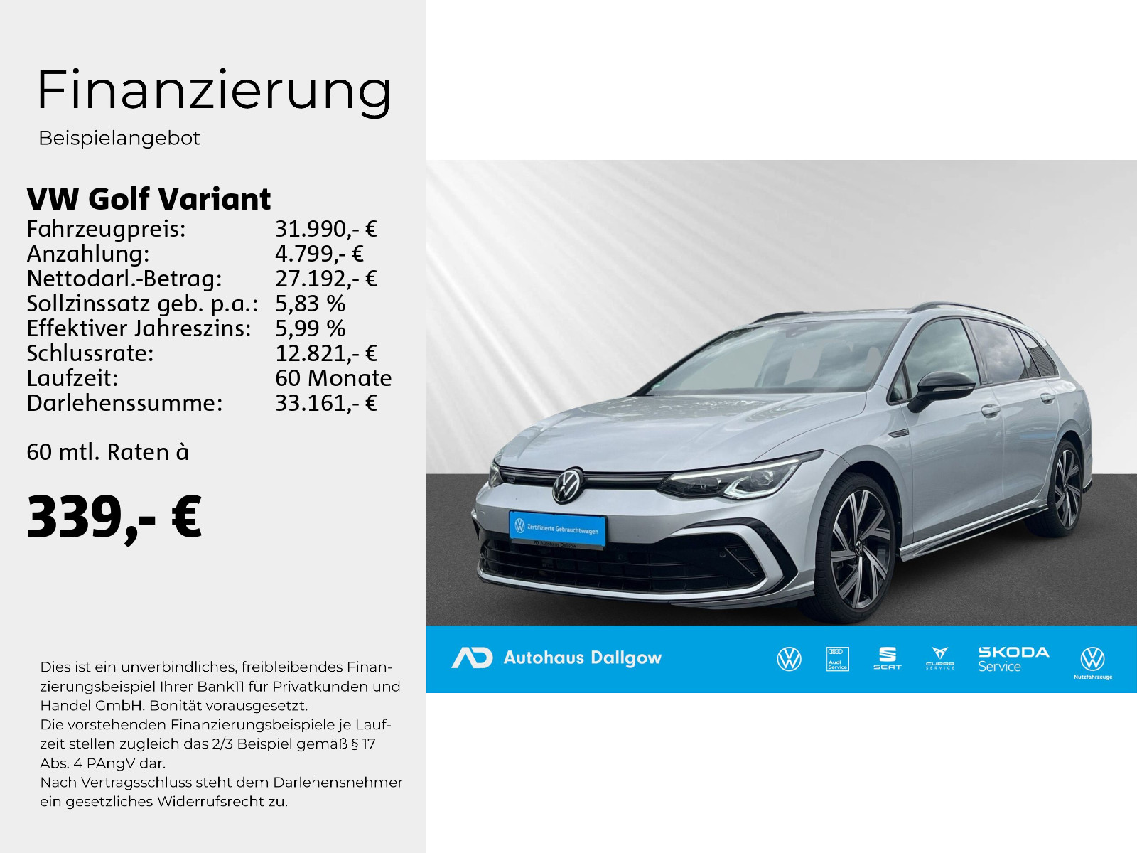 Golf Variant R-Line 1,5 l eTSI OPF 96 kW (130 PS) 7-Gang-Doppelkupplungsgetriebe DSG