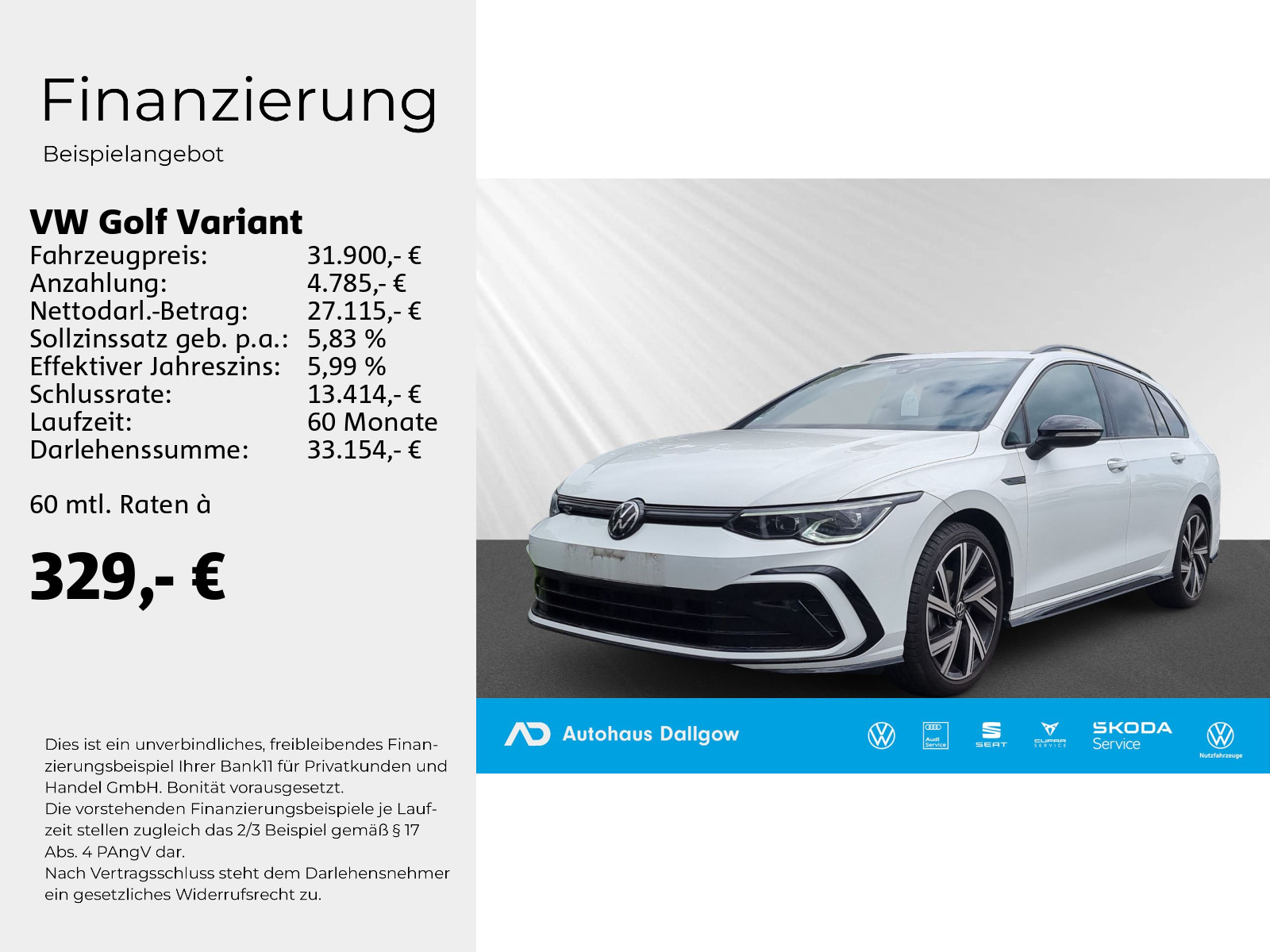 Golf Variant R-Line 1,5 l eTSI OPF 96 kW (130 PS) 7-Gang-Doppelkupplungsgetriebe DSG
