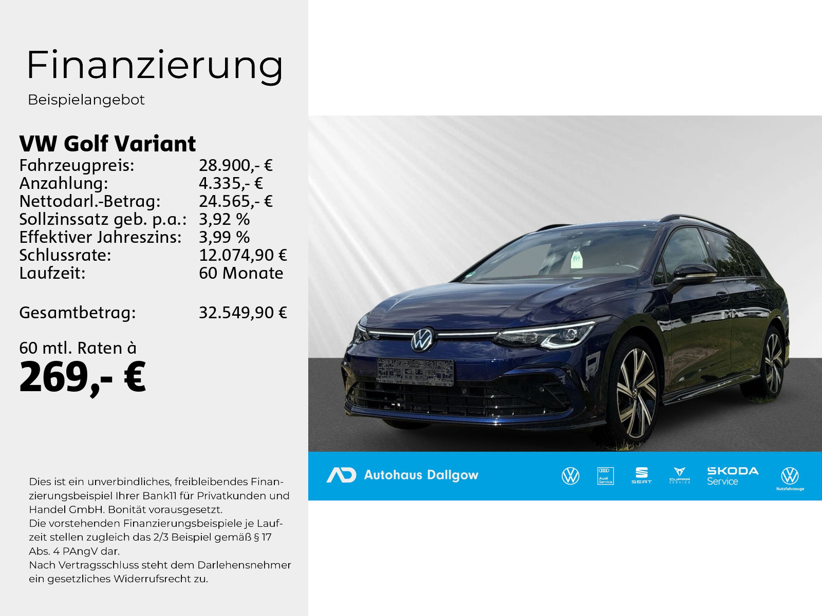 Golf Variant R-Line 1,5 l eTSI OPF 96 kW (130 PS) 7-Gang-Doppelkupplungsgetriebe DSG