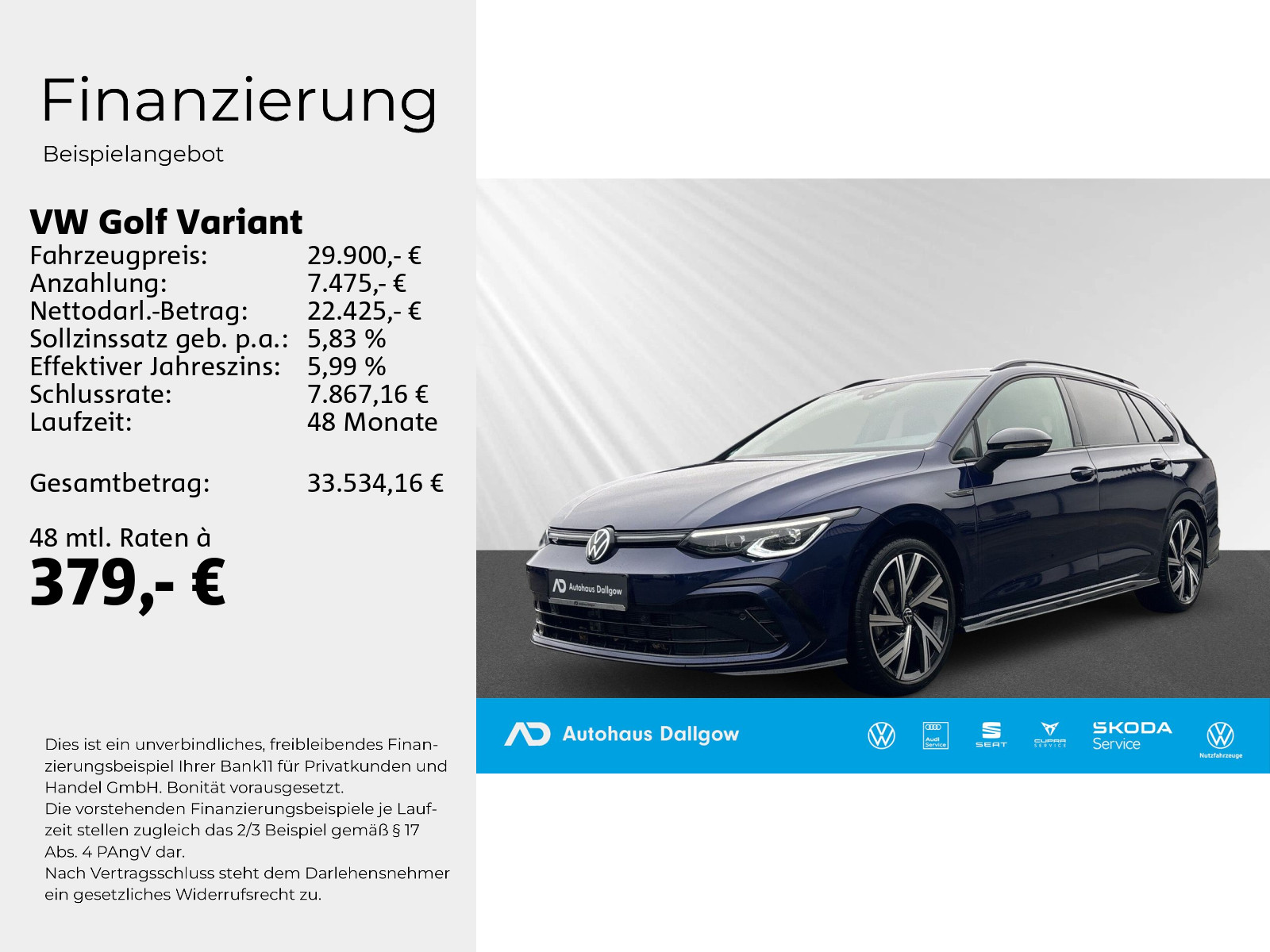 Golf Variant R-Line 1,5 l eTSI OPF 96 kW (130 PS) 7-Gang-Doppelkupplungsgetriebe DSG