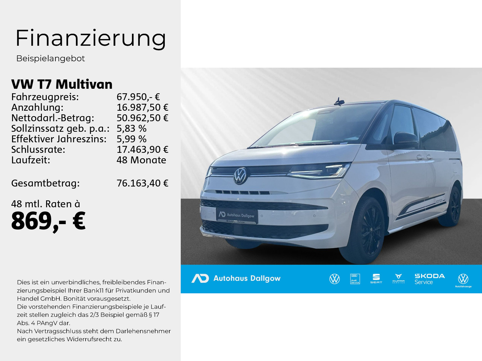 Multivan Life 2,0 l 110 kW TDI SCR Front antrieb 7-Gang-DSG Radst. 3124 mm kurzer Überhang