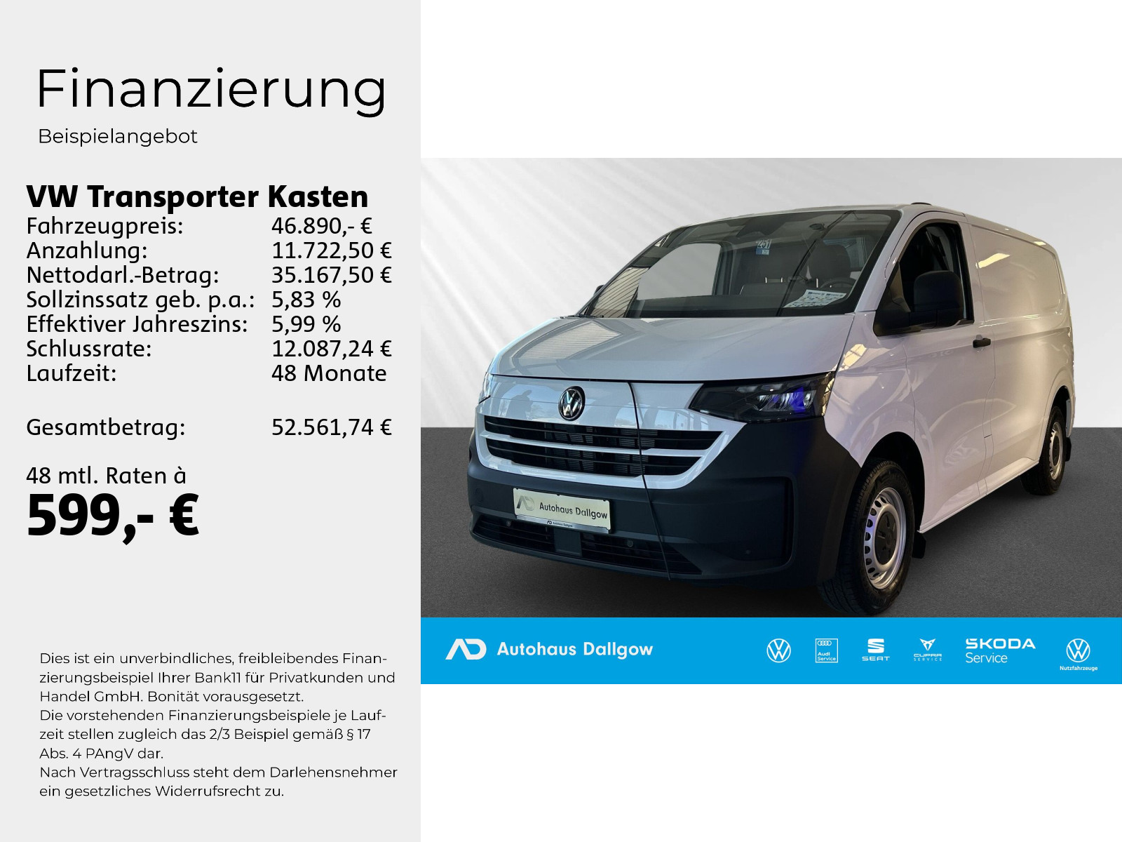 Transporter Kasten 2,0 l 81 kW TDI 6-Gan g Radst. 3100 mm