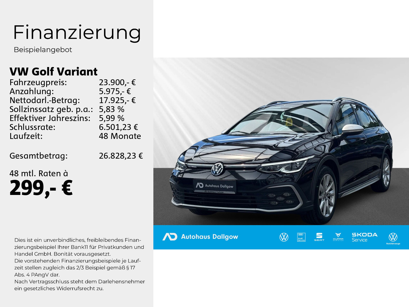 Golf Variant Alltrack 4MOTION 2,0 l TDI SCR 4MOTION 147 kW (200 PS) 7-Gang-Doppelkupplungsgetriebe DSG