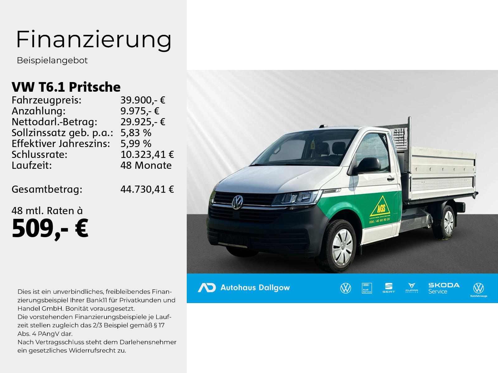 T6.1 Pritsche Einzelkabine