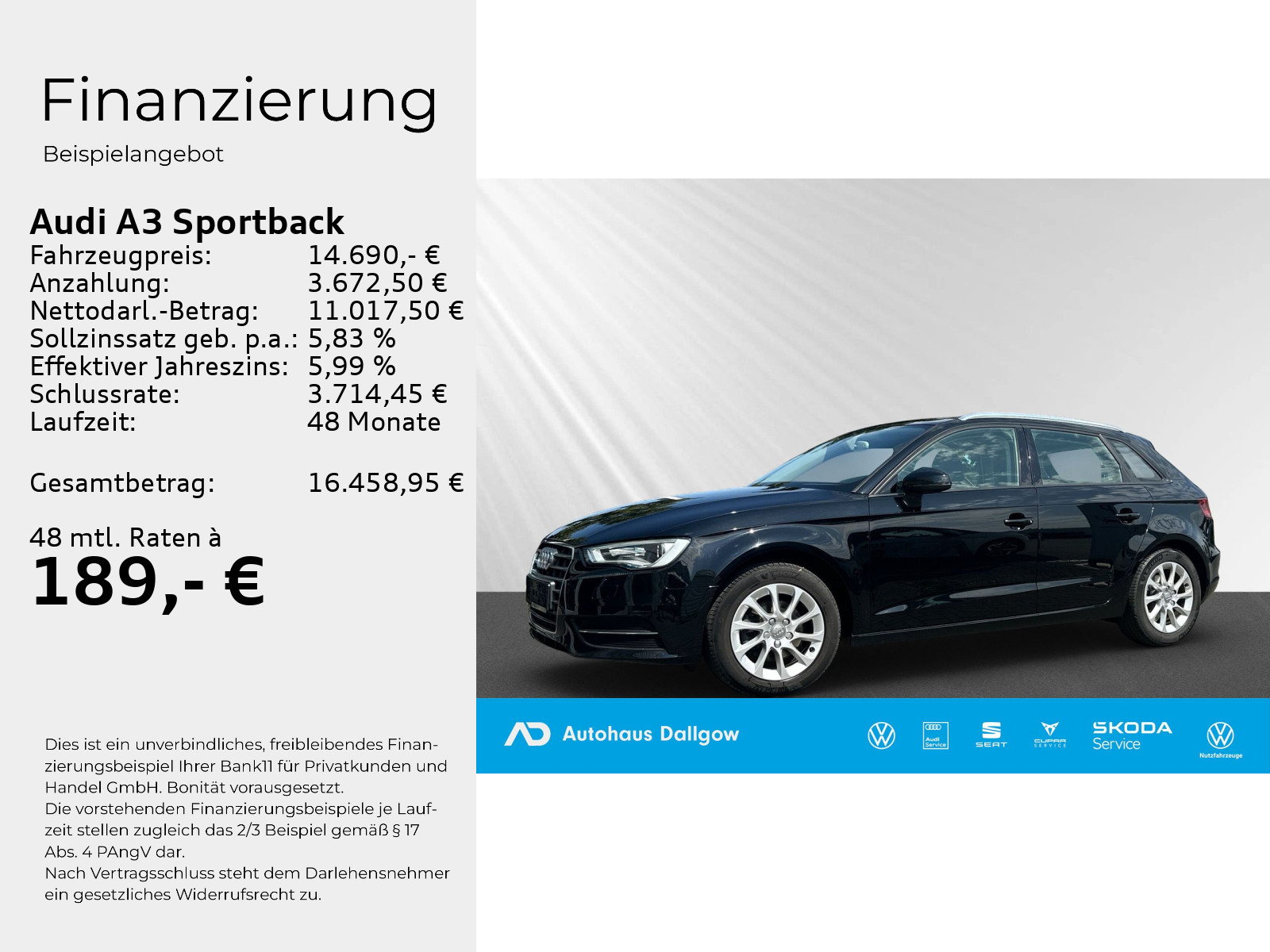 A3 Sportback Attraction 2.0 TDI 110(150) kW(PS) S tronic